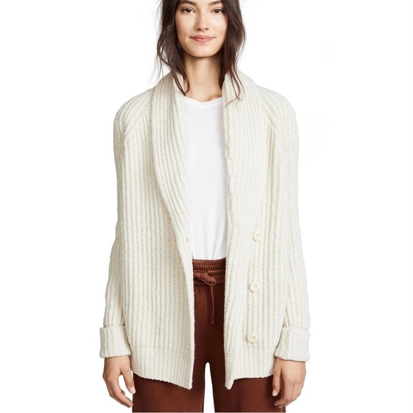 Vince Chunky Wool-Blend Knit Cardigan, Oatmeal - Picture 1 of 4